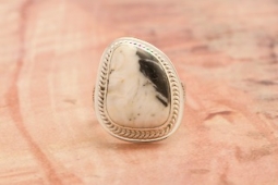 Native American Sterling Silver White Buffalo Turquoise Ring
